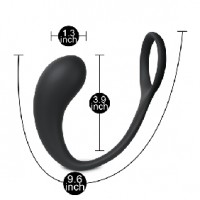 Anal Plug with Single Cock Ring Silicone Black